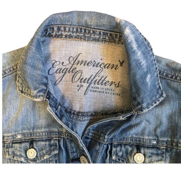 American Eagle Tomgirl  Cropped Denim Jacket Size Sm - Picture 4 of 11